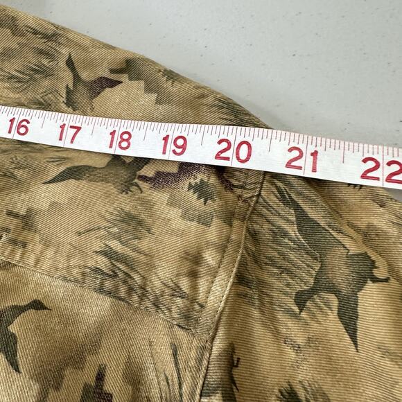 Vintage Woolrich Mens Long Sleeve Button Shirt Lrg brown green water fowl retro - Picture 5 of 15